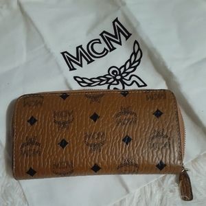 MCM large Visetos faux leather zip wallet